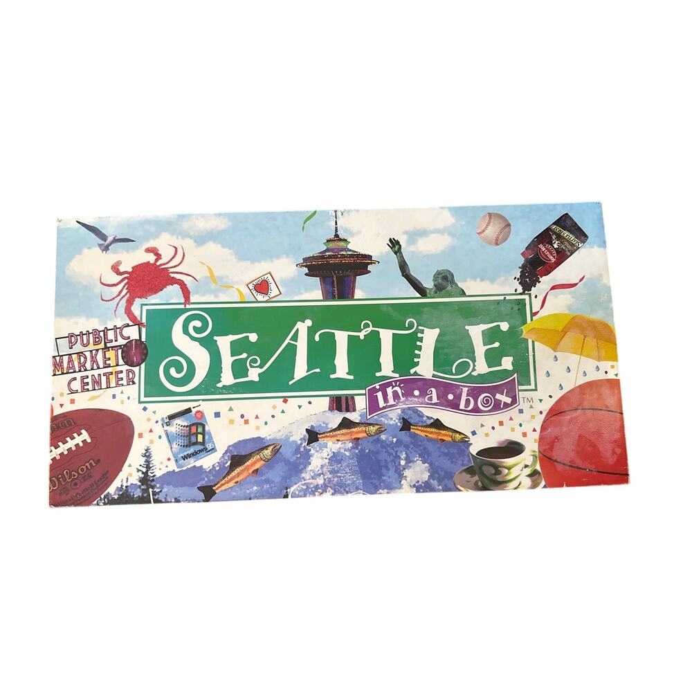 Vintage Seattle In A Box Seattle-O-Poly Board Game Late For The Sky USA 8+